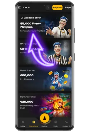 Choose bonus from Joka Room casino bonus codes